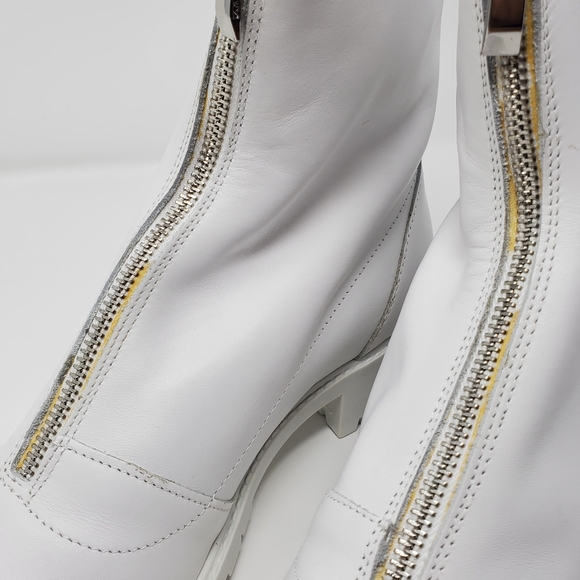 ZARA - LOW HEELED LEATHER WHITE ANKLE BOOTIES - Picture 10 of 13